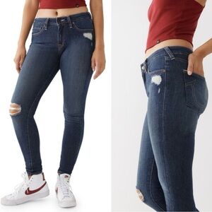 TRUE RELIGION HALLE MID RISE DISTRESSED 5 POCKET STYLE SUPER SKINNY JEAN SIZE 32